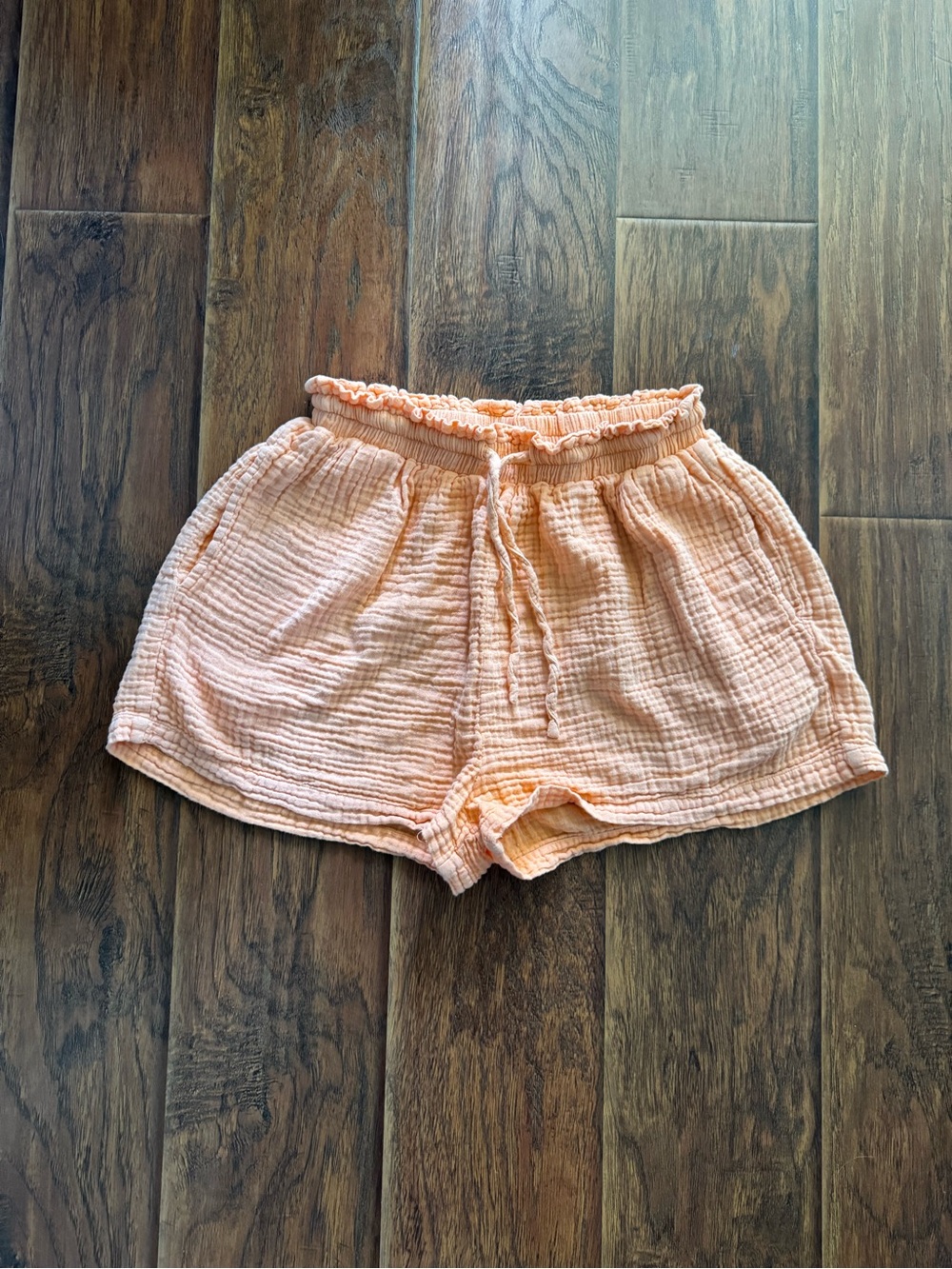 (299) Light Peach Women's Athletic Shorts with Elastic Drawstring Waist